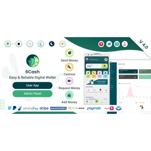 6Cash Digital Wallet Mobile App with Laravel Admin Panel Free Download