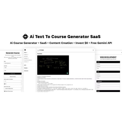 Ai Course Generator Text To Course SaaS Ai Video Image Content Payment Earn Gemini React Admin