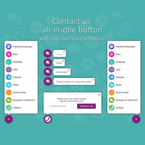 All in One Support Button Callback Request WhatsApp Messenger Telegram LiveChat and more