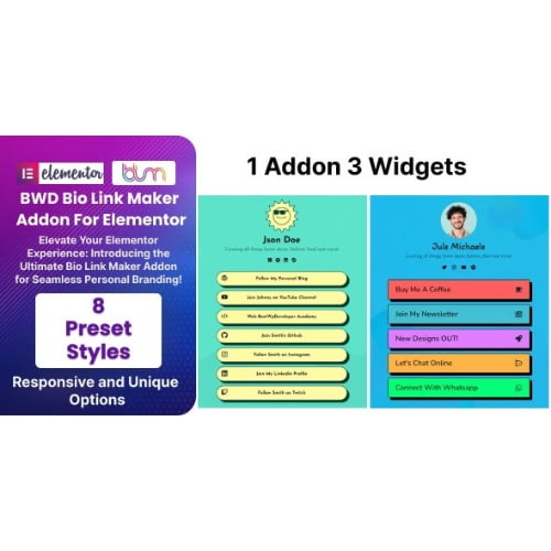 BWD Bio Link Maker Addon For Elementor