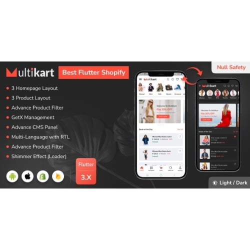 Best Shopify Flutter E commerce Full App Multikart