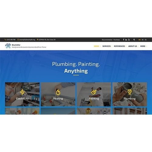 BlueCollar Handyman Renovation Business WordPress Theme Nulled