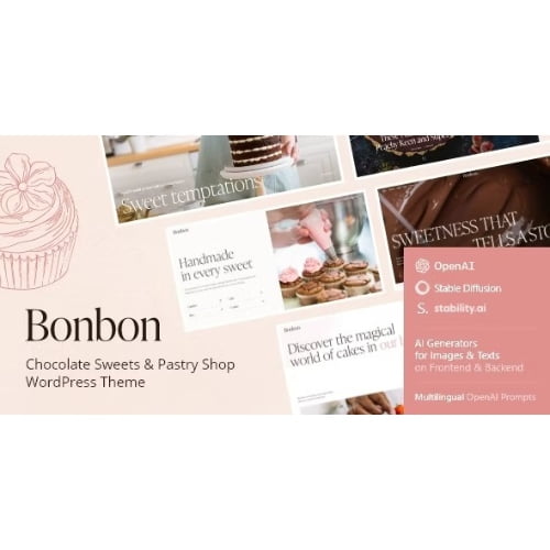 Bonbon Chocolate Sweets Pastry Shop WordPress Theme AI