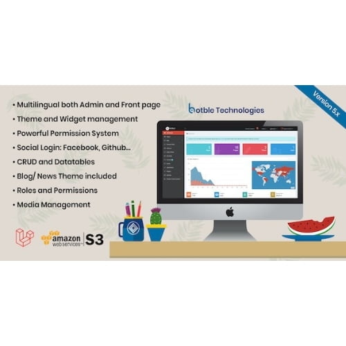 Botble Laravel CMS CRUD generator Modular Theme system Role permissions Multilingual blog Nulled