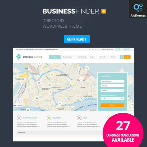 Business Finder Directory Listing WordPress Theme