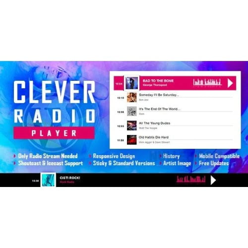 CLEVER HTML5 Radio Player With History Shoutcast and Icecast WordPress Plugin