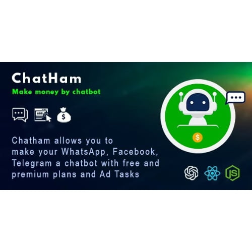 ChatHam Facebook WhatsApp Telegram chatbot with Ad tasks