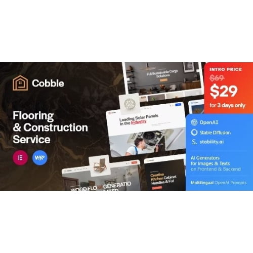 Cobble Flooring Construction Service WordPress Theme