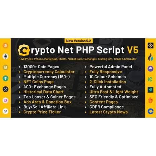 Crypto Net CoinMarketCap Prices Chart Exchanges Crypto Tracker Calculator Ticker System Nulled 1