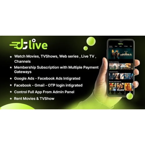DTLive Flutter App Android iOS Website AndroidTV Movies TV Series Live TV Channel OTT Nulled 1