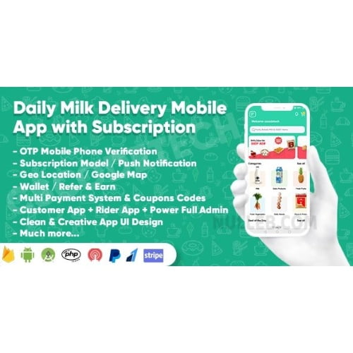 Dairy Products Grocery Daily Milk Delivery Mobile App with Subscription Customer Delivery App