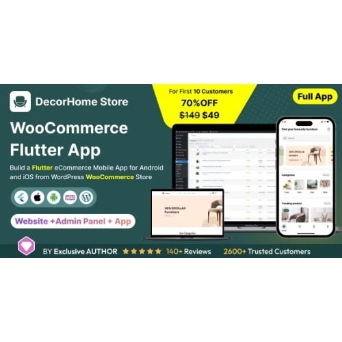 DecorHome App Online Furniture Selling in Flutter 3.x Android iOS with WooCommerce Full App