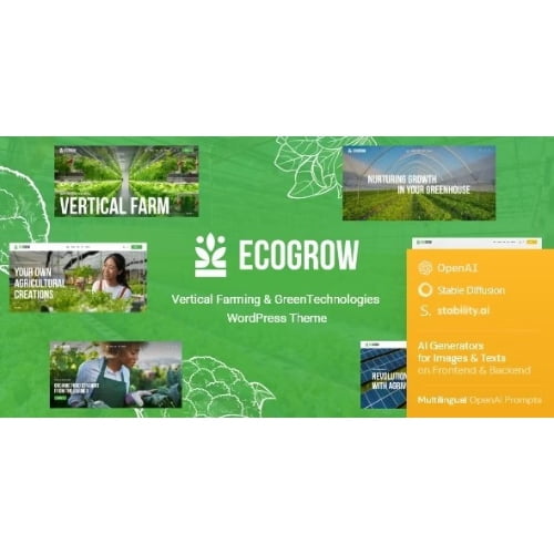 EcoGrow – Vertical Farming & Green Technologies WordPress Theme + AI