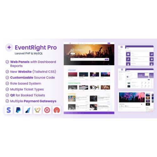 EventRight Pro Ticket Sales and Event Booking Management System with Website Web Panels SaaS