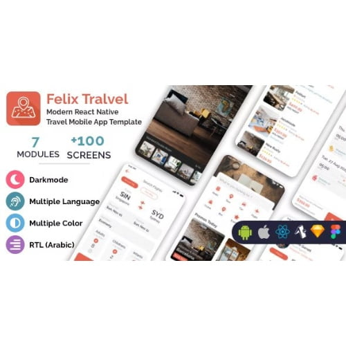 Felix Travel mobile React Native travel app template