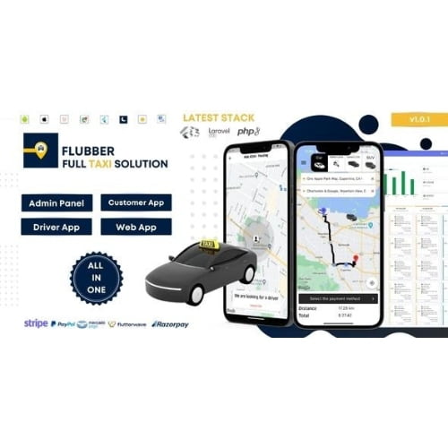 Flubber Taxi Cab Full Solution with Customer and Driver Flutter App Web and Admin Laravel Panel Null