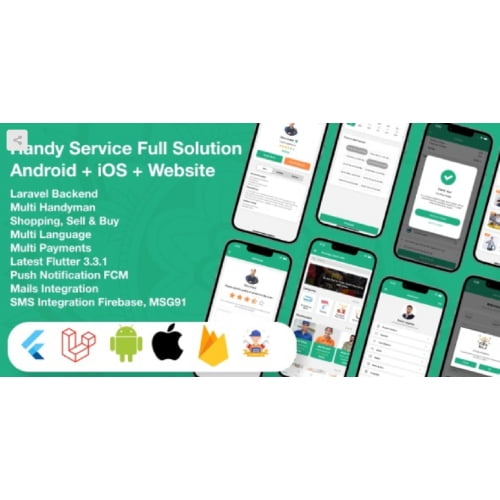 Flutter Handy service On Demand Home Services Shopping Android iOS Website Full Solution Laravel Fre