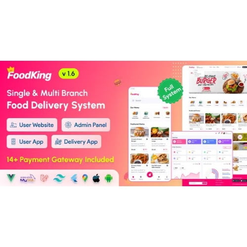 FoodKing Restaurant Food Delivery System with Admin Panel Delivery Man App Restaurant POS