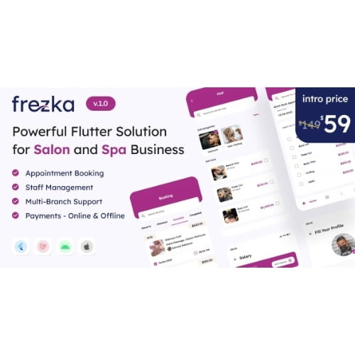 Frezka All in one Salon Spa Business Solution in Flutter Laravel Free Download