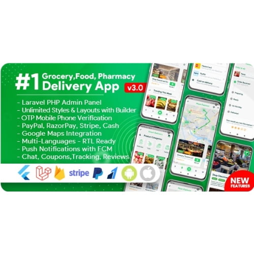 Grocery Food Pharmacy Store Delivery Mobile App with Admin Panel NULLED Free Download