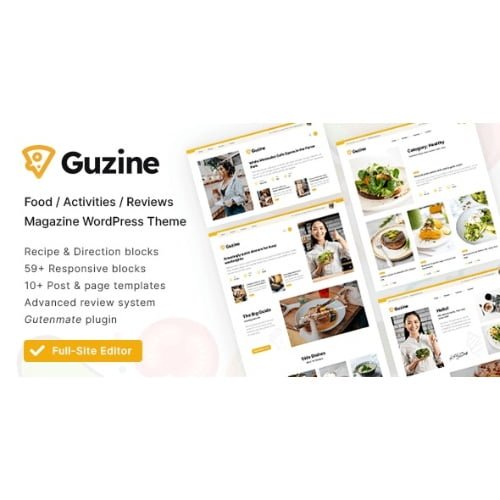 Guzine Adsense Ready Magazine WordPress Theme for Food Blogging Free Download