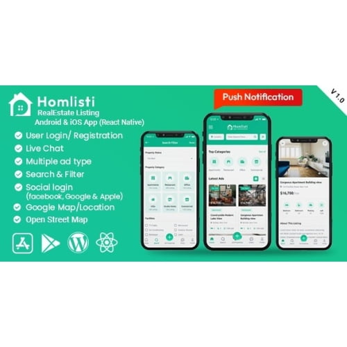 HomListi – Real Estate Listing Android iOS App Nulled