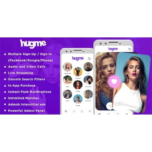 Hugme Android Native Dating App with Audio Video Calls and Live Streaming Free Download 1