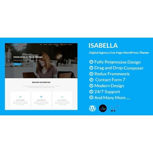Isabella – Digital Agency One Page WordPress Theme