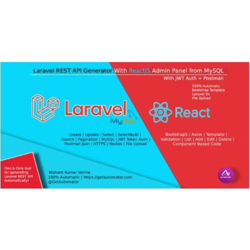 Laravel REST API Generator With React Admin Panel Generator JWT Auth Postman Free Download