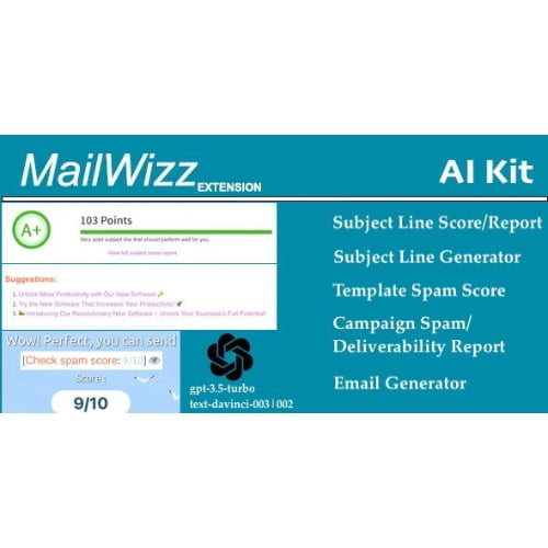 Mailwizz AI Kit Spam and Subject Line Scoring with AI Content Generator supporting chatGPT