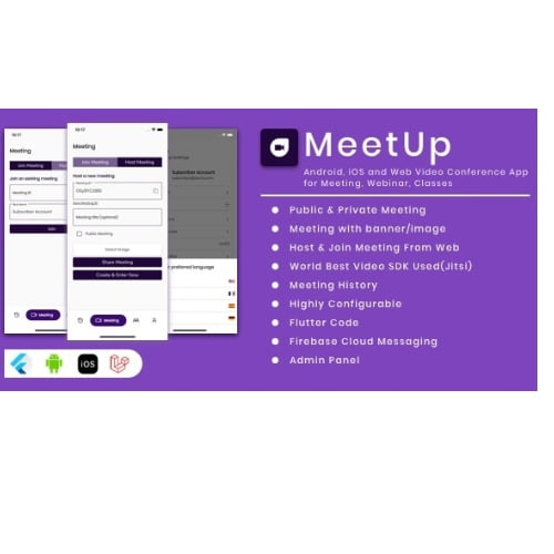 MeetUp Android iOS and Web Video Conference App for Meeting Webinar Classes Nulled