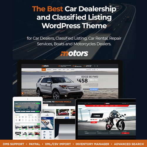 Motors Automotive Car Dealership Car Rental Auto Classified Ads Listing WordPress Theme