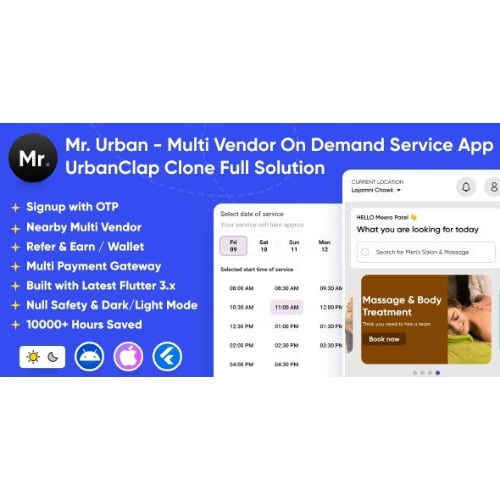 Mr. Urban Multi Vendor On Demand Home Service App UrbanClap Clone Android iOS Full Solution