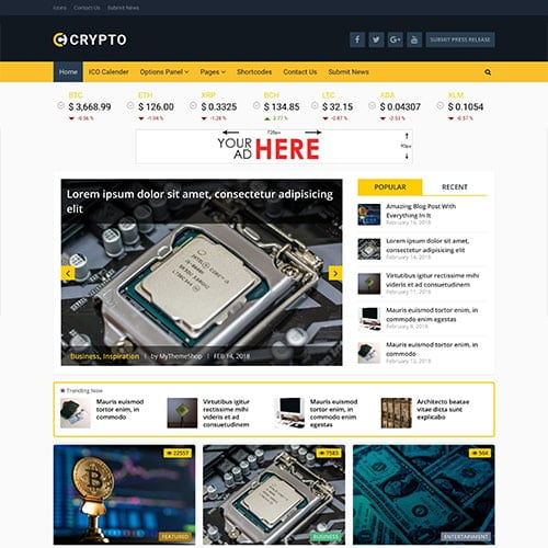 MyThemeShop Crypto Bitcoin Cryptocurrency WordPress Theme