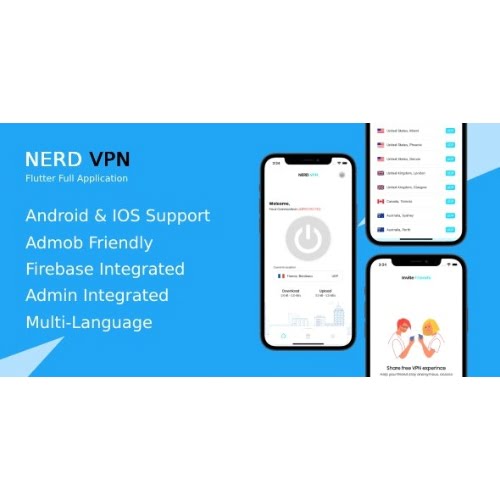 Nerd VPN Flutter VPN Full Application with IAP Integrated with Backend and Admin Panel Nulled 1