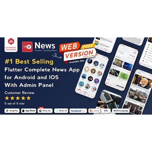 News Flutter News App for Android iOS with Admin Panel