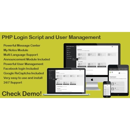 PHP Login User Management with message center