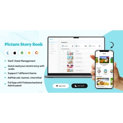 Picture Story Books for Kids with Firebase Backend Web Admin Panel Full App ready to publish