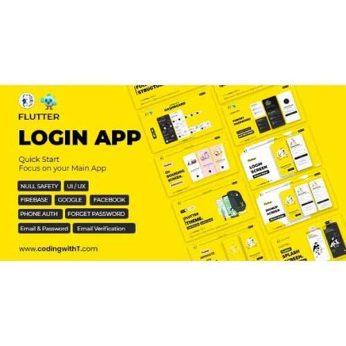 Pro Flutter Login App Frontend Backend Firebase Modern Minimal Flutter App for any Application
