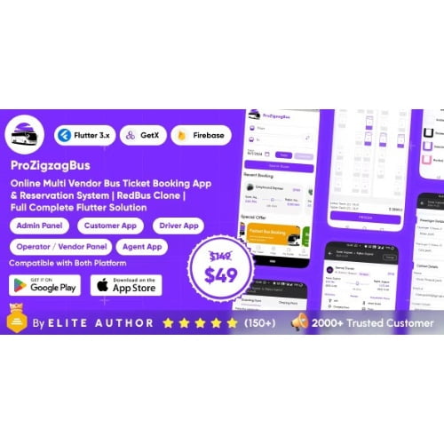 ProZigzagBus Online Multi Vendor Bus Ticket Booking App Reservation System Flutter Solution