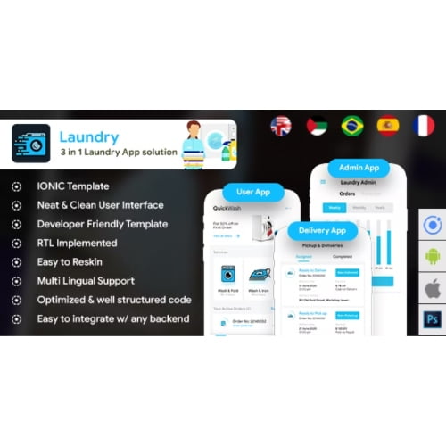 Quickwash 6 App Template Laundry Booking App Single Vendor Laundry App Laundry Ordering App Free Dow