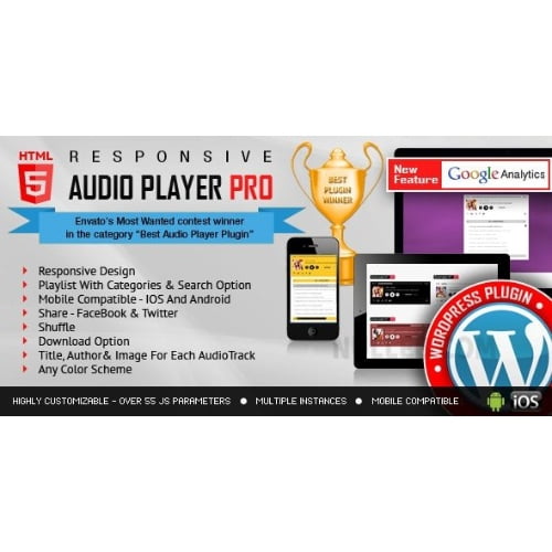 Responsive HTML5 Audio Player PRO WordPress Plugin