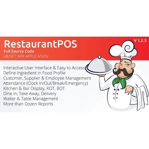 RestaurantPOS VB.NET WPF Application With Free ASP.NET Web extension Free Download