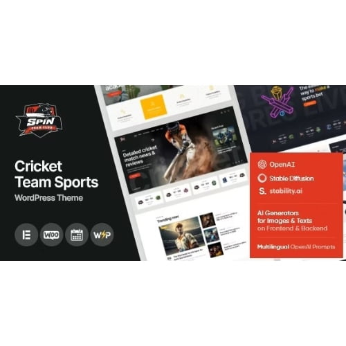 Spin – Cricket Team Sports WordPress Theme + AI
