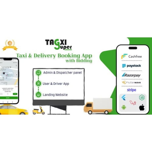 Tagxi Super Bidding Taxi Goods Delivery Complete Solution With Bidding Option