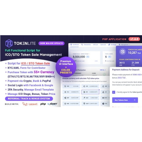 TokenLite NULLED ICO   STO Token Sale Management Dashboard ICO Admin Scrip Free Download