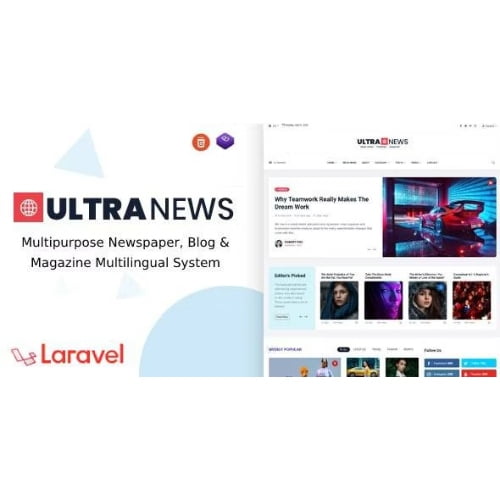 UltraNews Laravel Newspaper Blog and Magazine Multilingual System