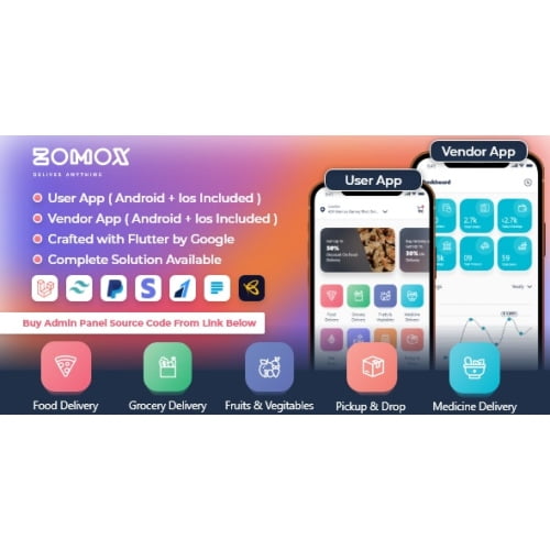 User Vendor App for Zomox Grocery Food Pharmacy Courier Delivery
