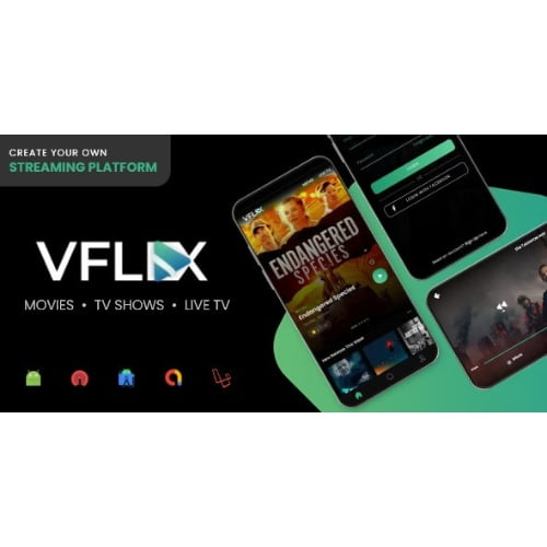 VFLIX Movies TV Shows Live TV Streaming App with Admin Panel