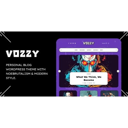 Vozzy Nulled Modern Neobrutalism WordPress Theme Free Download
